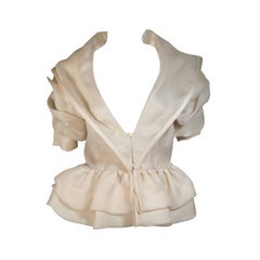 PAUL LOUIS ORRIER Paris Ruffled Ivory Cream Jacket with Structured Hem Size 40