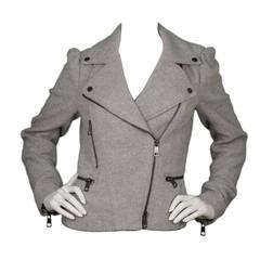 Burberry Grey Wool Peplum Moto Jacket sz 8