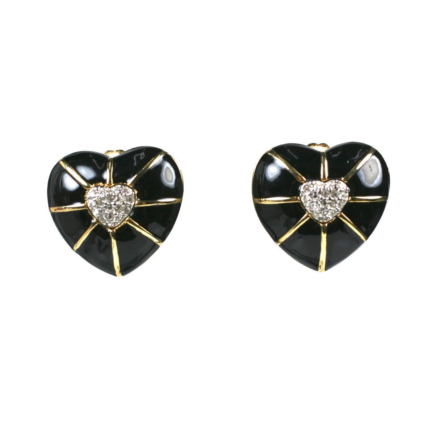 Courreges Enamel Heart Earrings