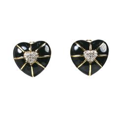 Vintage Courreges Enamel Heart Earrings
