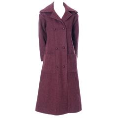 Givenchy Nouvelle Boutique 1970s Vintage Givenchy Coat Burgundy Alpaca Wool 8