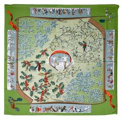 Vintage Beautiful Hermes "Neige d'Anton" Silk Scarf