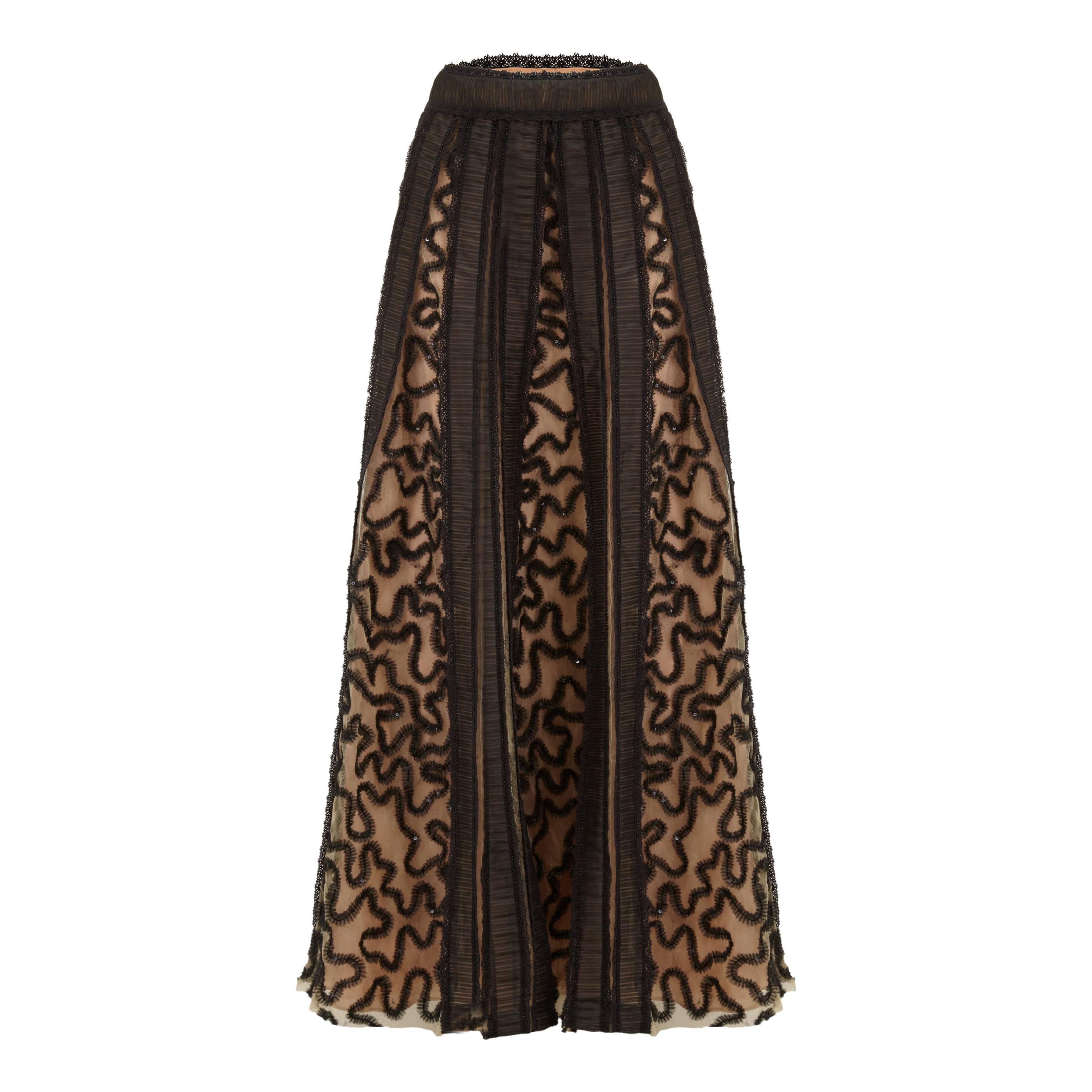 1990s Bill Blass Vintage Couture Black Beaded Skirt for Saks 5th Avenue 