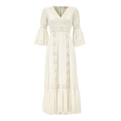 robe de mariage mexicaine vintage en coton blanc des années 1970