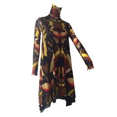 Jean Paul Gaultier Soleil Abstract Butterfly Print Trapeze Dress in Tulle