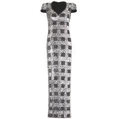 1970s Vintage Andre Laug Monochrome Sequin Dress 4