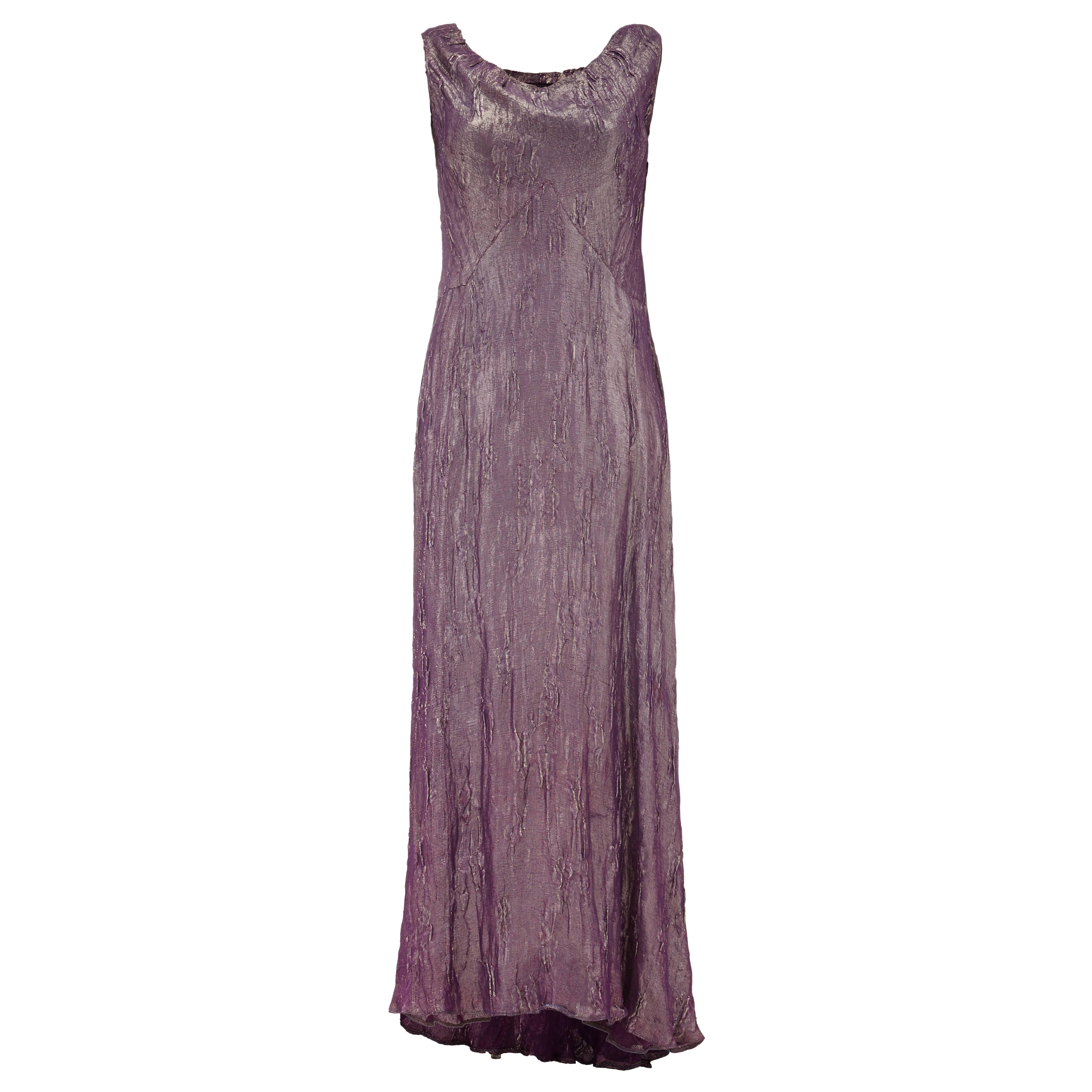 1930s Vintage Purple Lame Full Length Dress