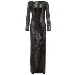 1970s Andre Laug Black Sequin Vintage Dress 8
