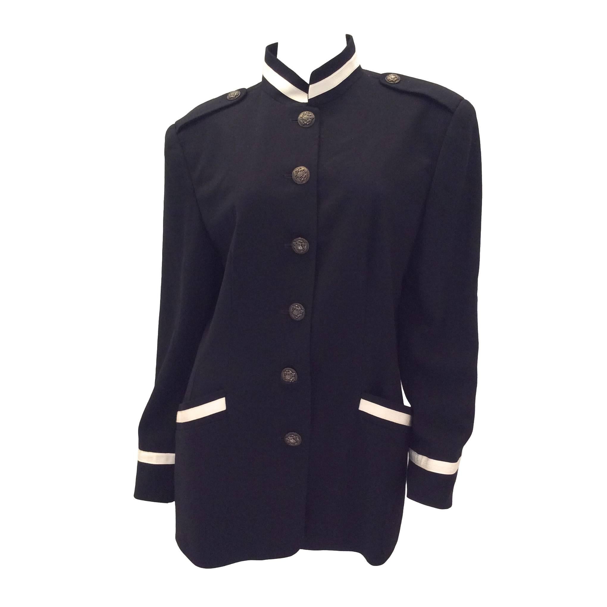 DKNY Donna Karen New York Black Military Style Jacket For Sale