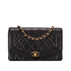 Chanel Vintage Black Quilted Lambskin Medium Classic Flap Bag