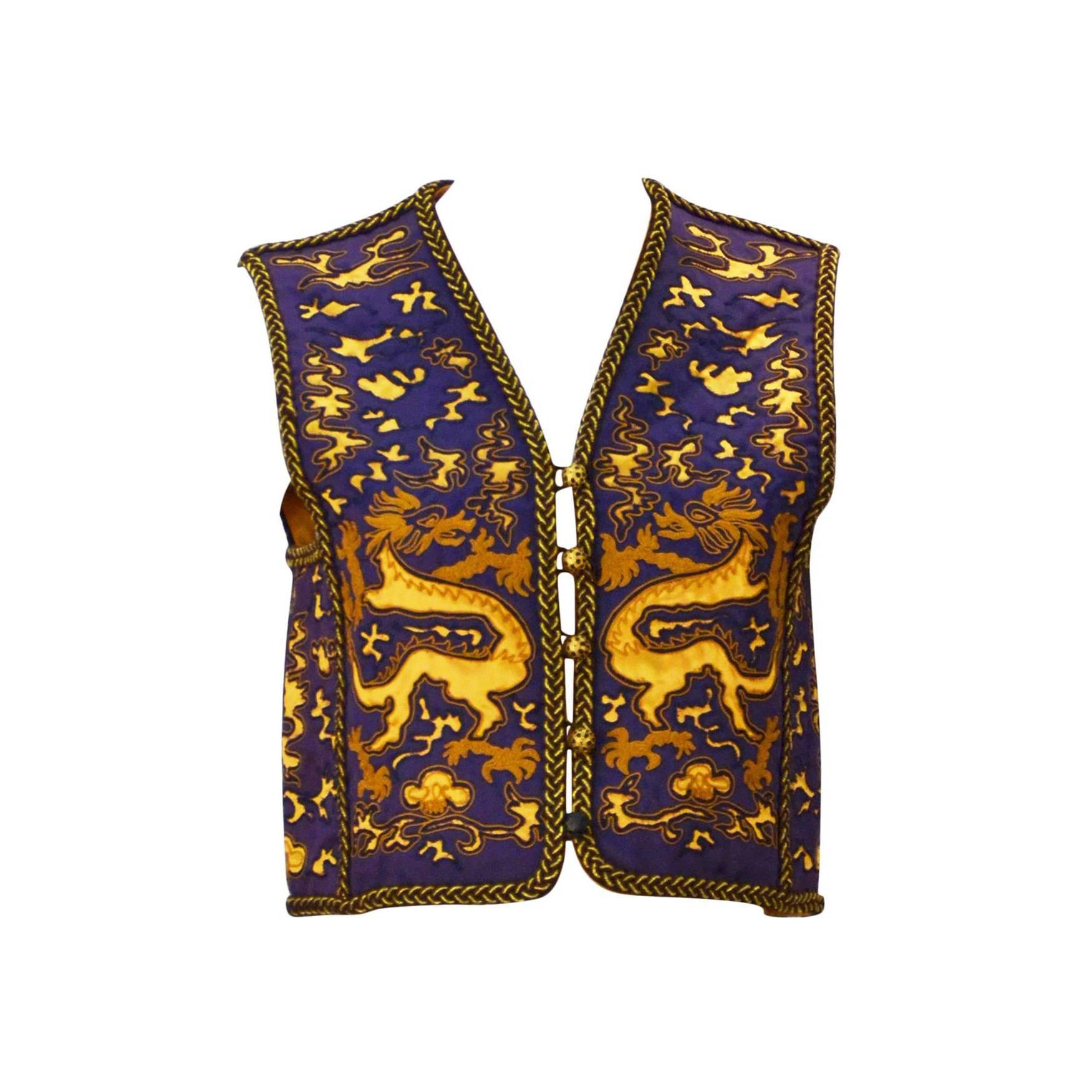 Yves Saint Laurent Rive Gauche Dragon Print Vest, 1960s   For Sale
