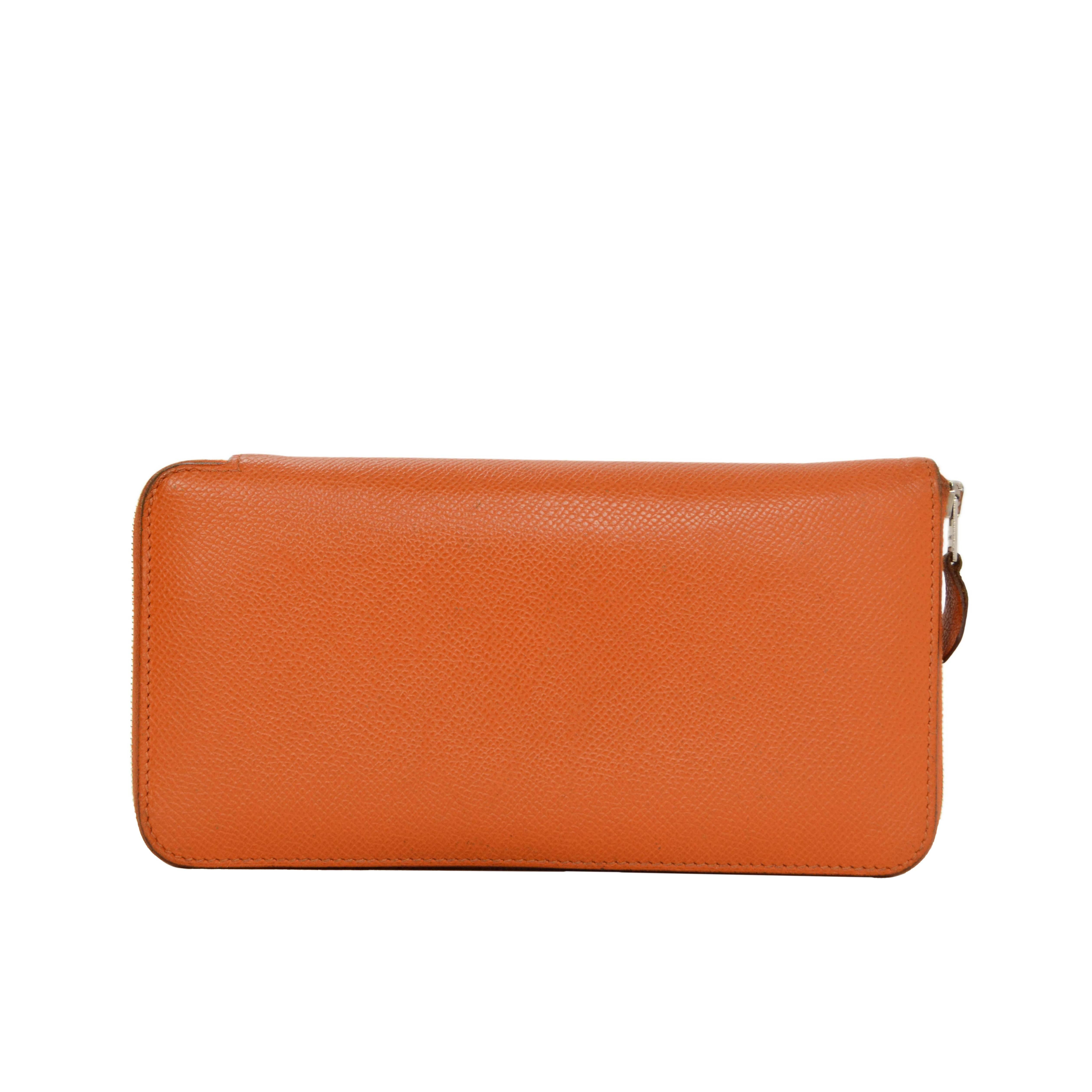 Hermes Orange Epsom "Azap" Wallet PHW