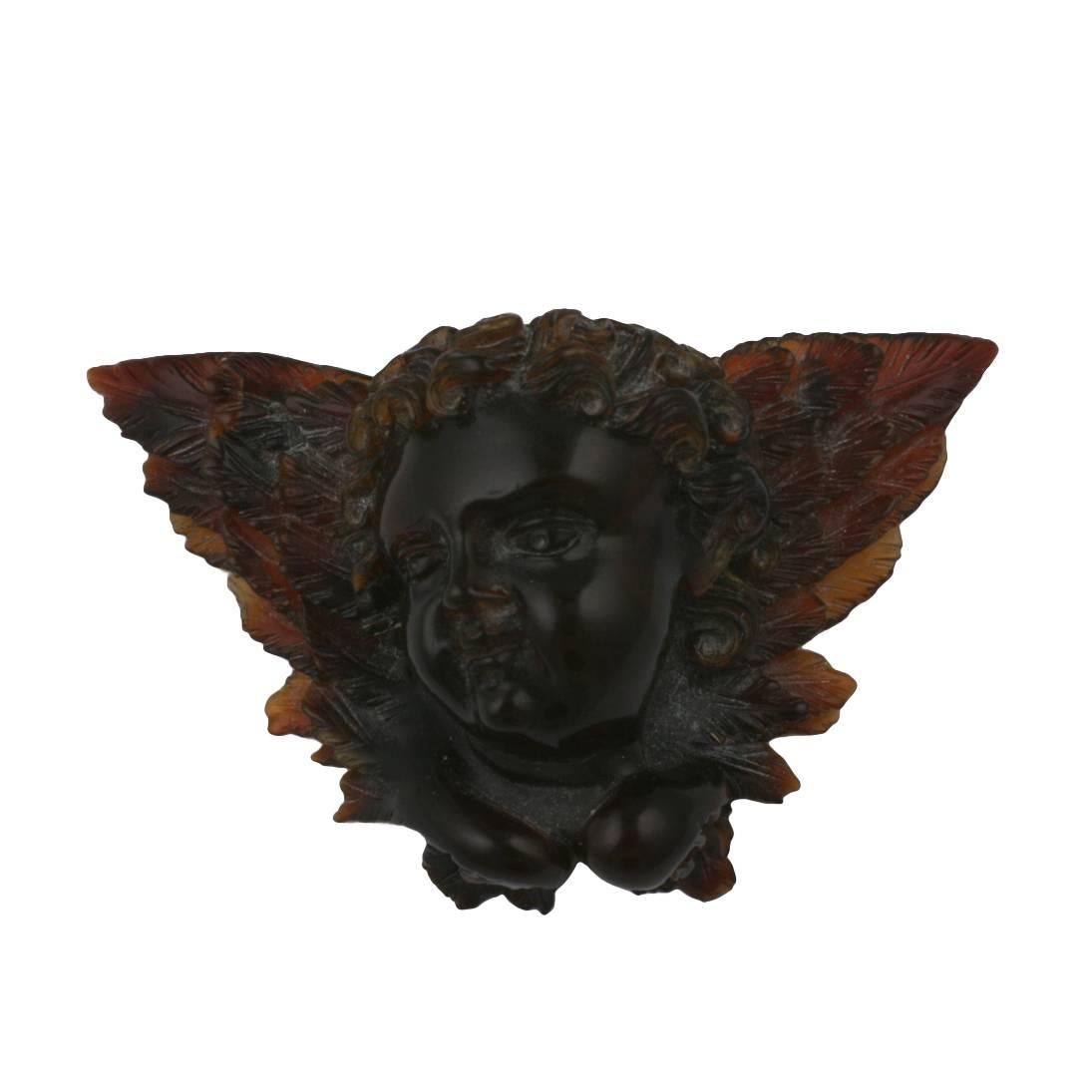  Victorian Tortoise Cherub Brooch For Sale