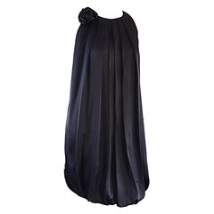 Max Mara Chic Black Silk Pleated Bubble Dress Size Medium 7