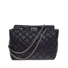 2.55 Handbag, Aged calfskin & gold-tone metal, black — Fashion