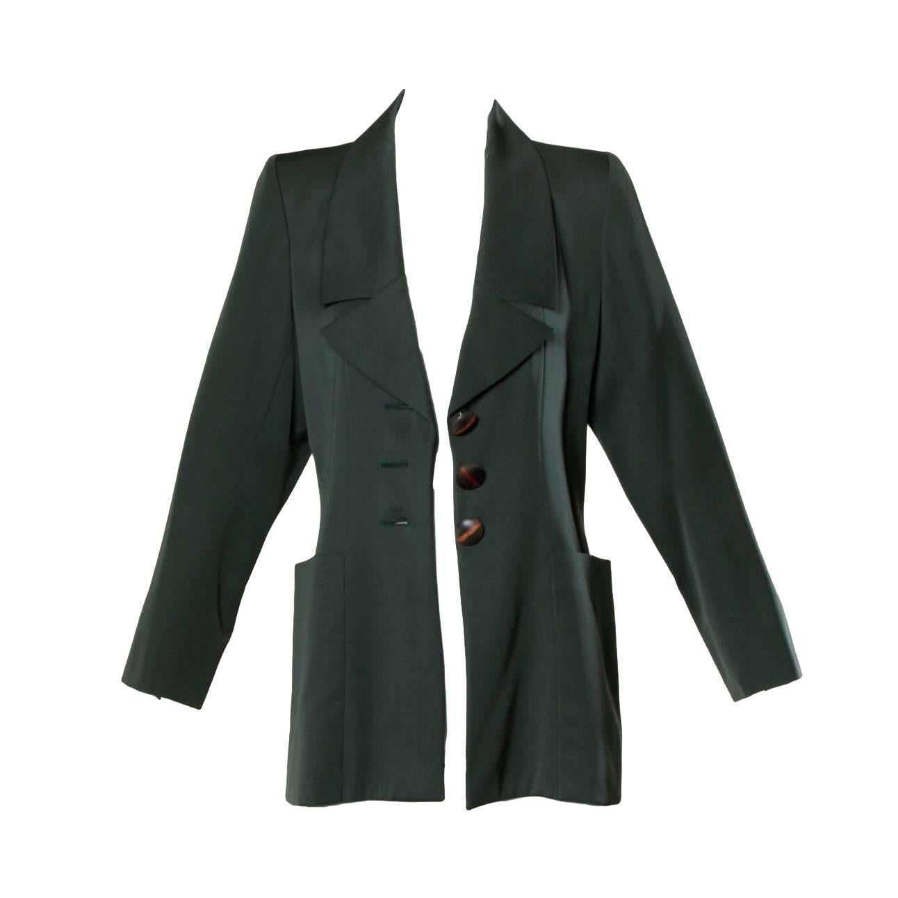 Yves Saint Laurent Rive Gauche YSL Vintage Dark Green Wool Blazer Jacket