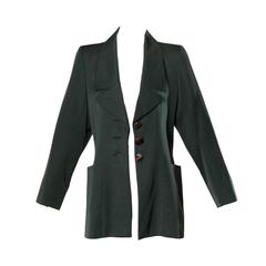 Yves Saint Laurent Rive Gauche YSL Retro Dark Green Wool Blazer Jacket
