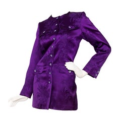 1980s Yves Saint Laurent Purple Jacquard Evening Jacket