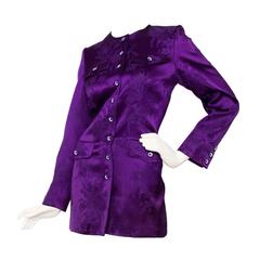 1980s Yves Saint Laurent Purple Jacquard Evening Jacket 2