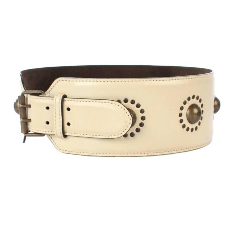 ALAIA  leather and brass  wide Belt