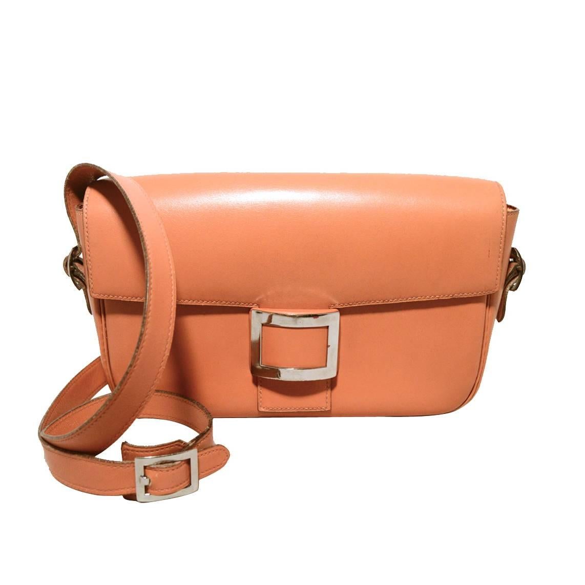 Hermes Vintage Tan Leather Buckle Shoulder Bag