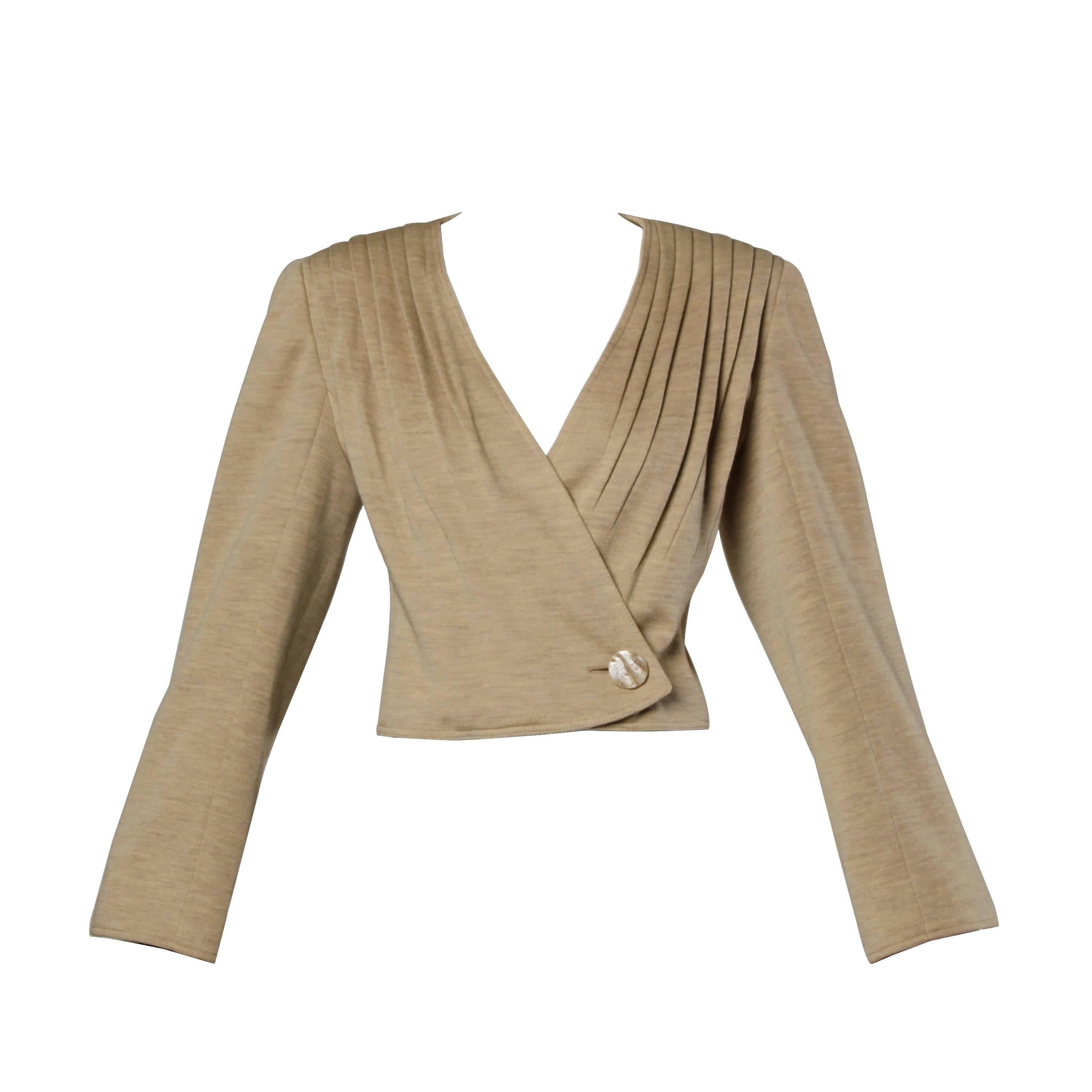 Valentino Vintage Wool Pleated Blazer Jacket