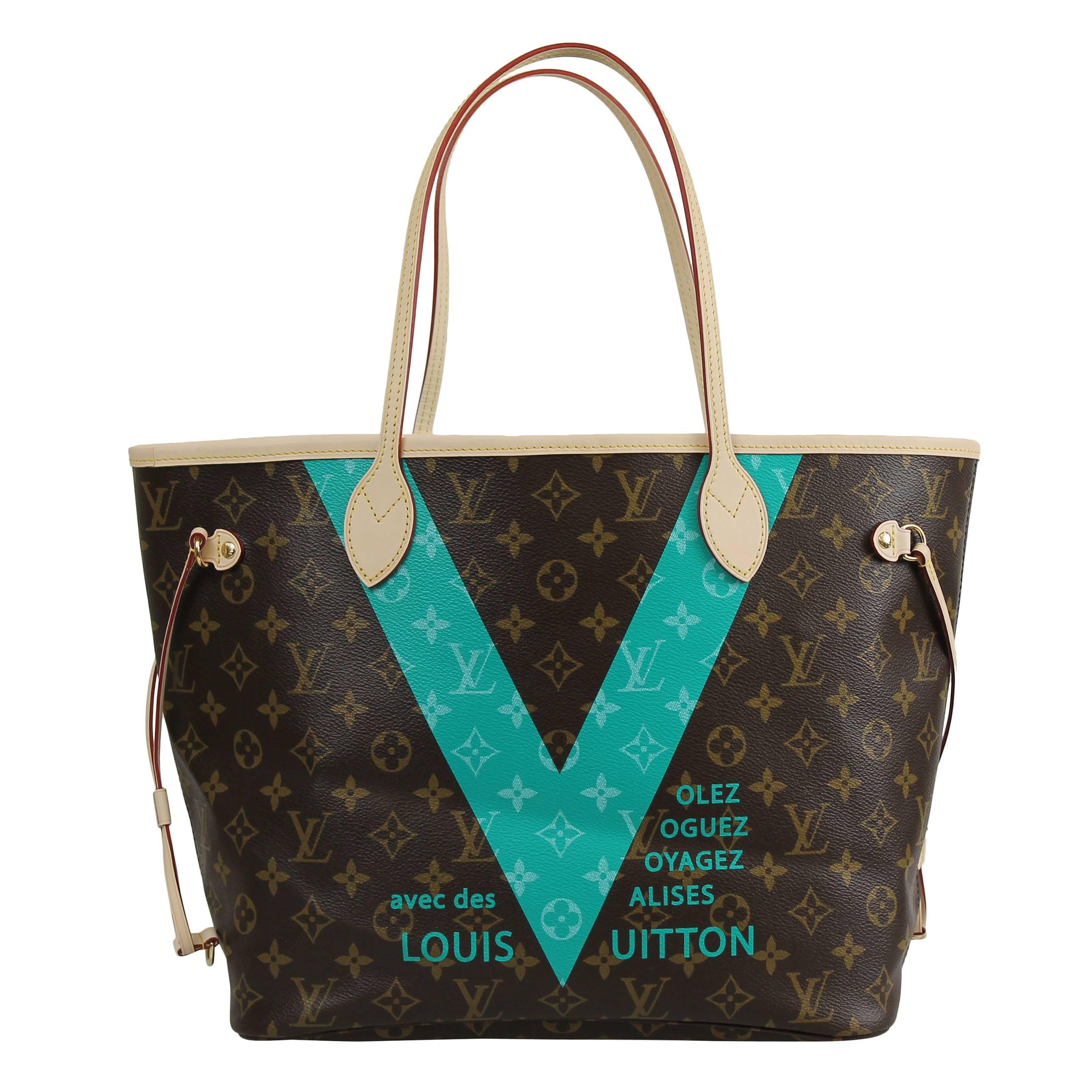 Louis Vuitton Monogram Canvas Neverfull Mm V Blue Limited Edition Shoulder Bag For Sale