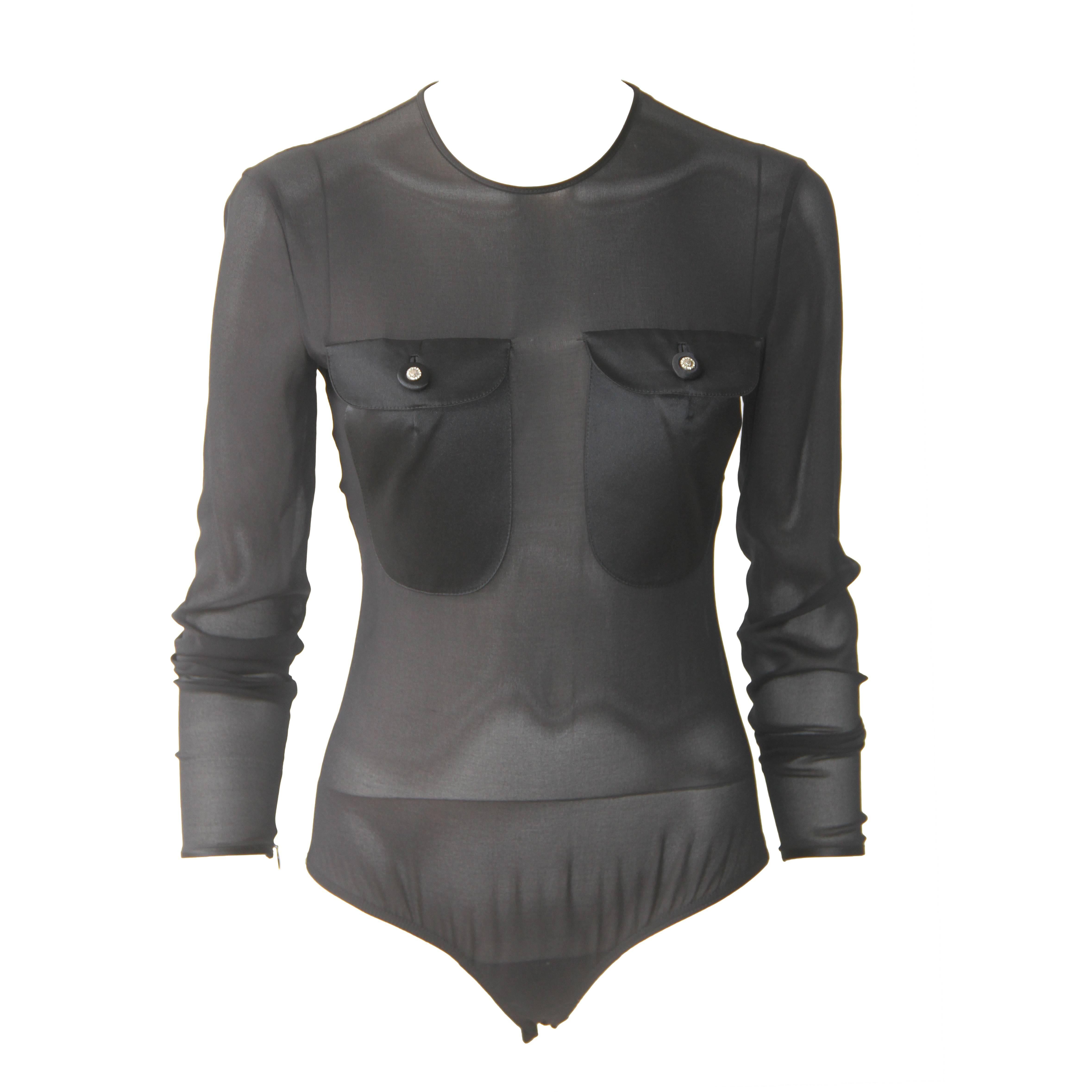 Gianni Versace Sheer Silk Evening Bodysuit Fall 1996 For Sale