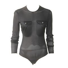Gianni Versace Sheer Silk Evening Bodysuit Fall 1996