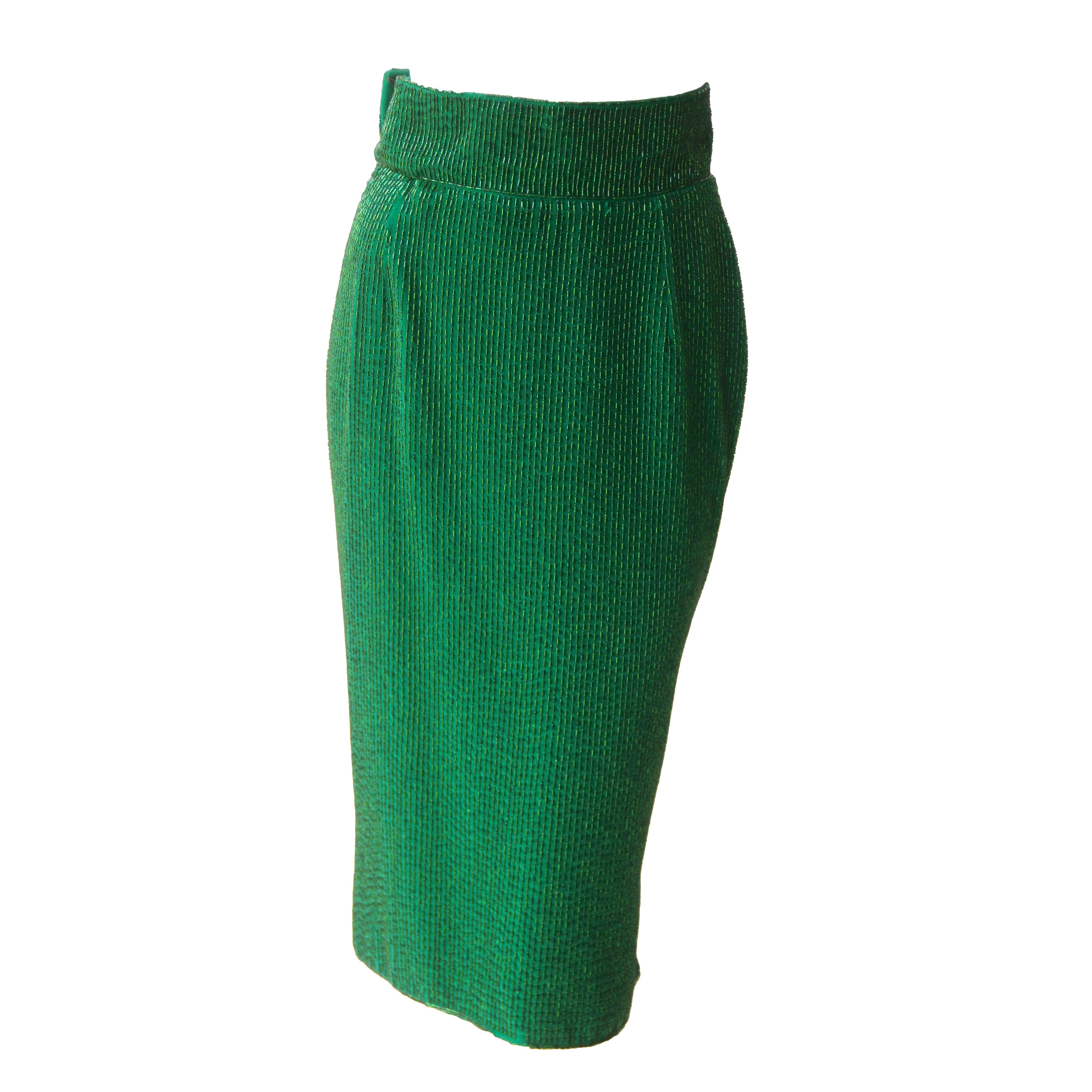 Early Gianni Versace Silk Beaded Evening Skirt 1983 For Sale