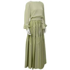 1980's Chanel Mint Green Tiered Skirt and Top 6