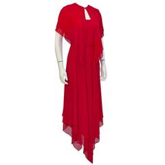 1960's Mollie Parnis Romantic Red Gown with Caplet 3
