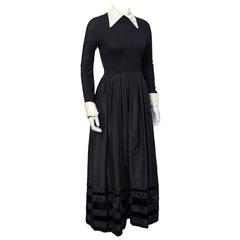 1970's Nina Ricci Black Taffeta Ingenue Gown 8