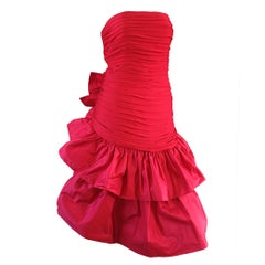 Vintage Jill Richards 1980s For Saks Fifth Avenue Red Avant Garde Silk Dress