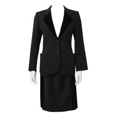 1970's Mila Schon Black Wool and Velvet Skirt Suit 4