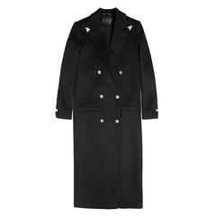 New Versace Long Wool Cashmere Coat In Black 