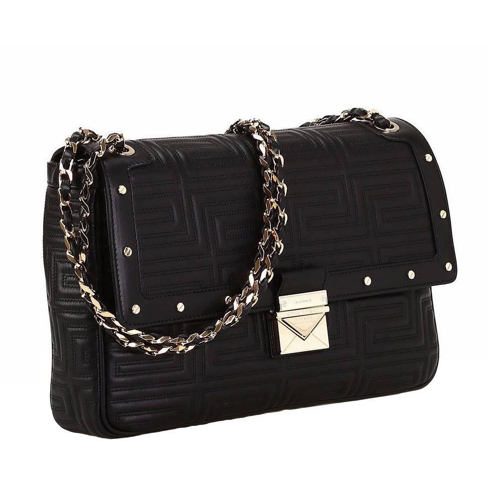 New GIANNI VERSACE COUTURE black quilted leather shoulder bag at 1stdibs