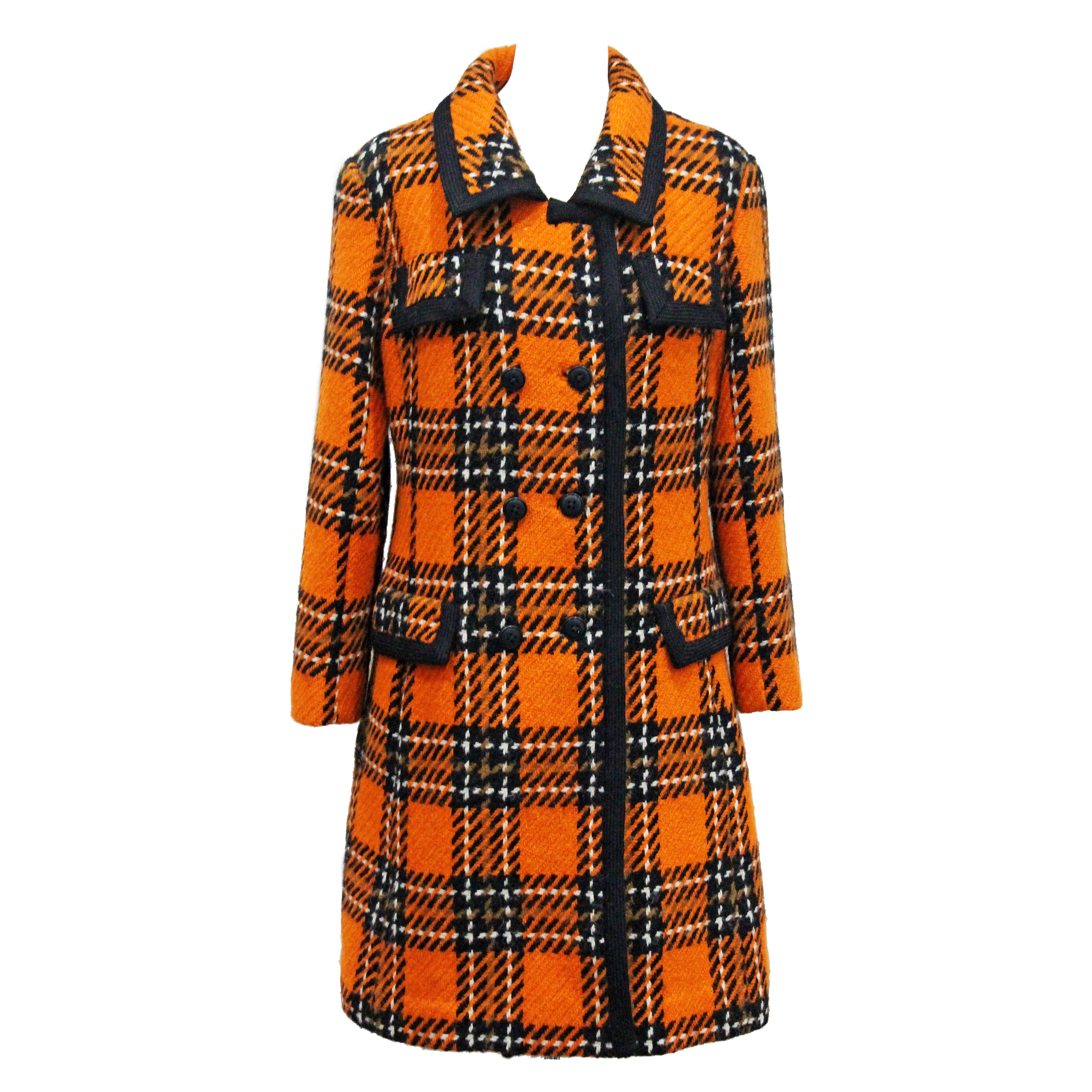 1960s English checked tweed tailored coat by Royal Dressmaker, Hardy Amies 
