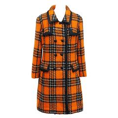 1960s English checked tweed tailored coat by Royal Dressmaker, Hardy Amies 