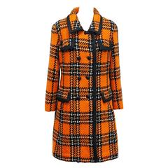 1960s English checked tweed tailored coat by Royal Dressmaker, Hardy Amies