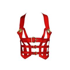 Iconic GIANNI VERSACE COUTURE Red Bondage Harness Bodice Fall 1992