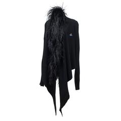 1990s Vivienne Westwood ostrich feather wool wrap cardigan 