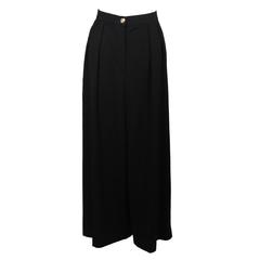 Chanel Black Wide Leg Pleated Slacks with Gold hardware Size Small 26 8
