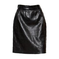 1980s Black Lamb Leather Yves Saint Laurent Skirt 7