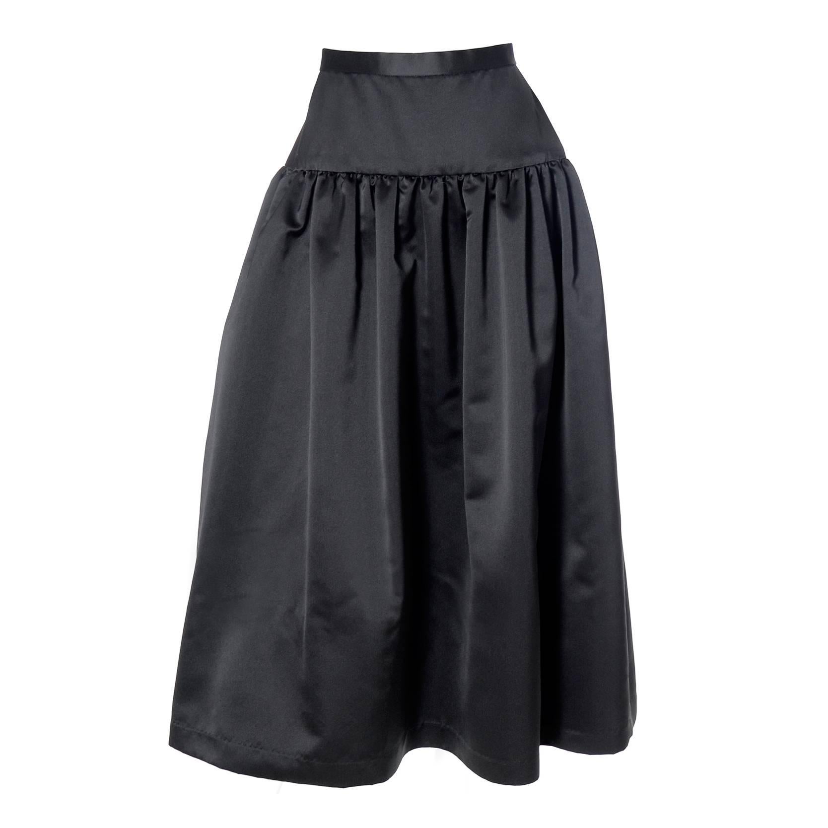 Anthony Muto For Moroci Black Satin Vintage Skirt Evening Size 10 For Sale