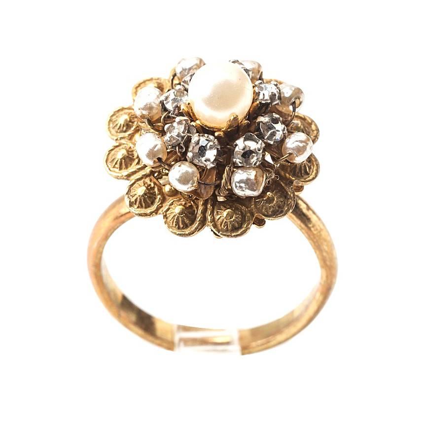 Miriam Haskell Flowerhead Cocktail Ring For Sale