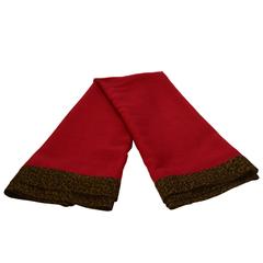 Bottega Veneta Burgundy & Leopard Print Wool Scarf 4