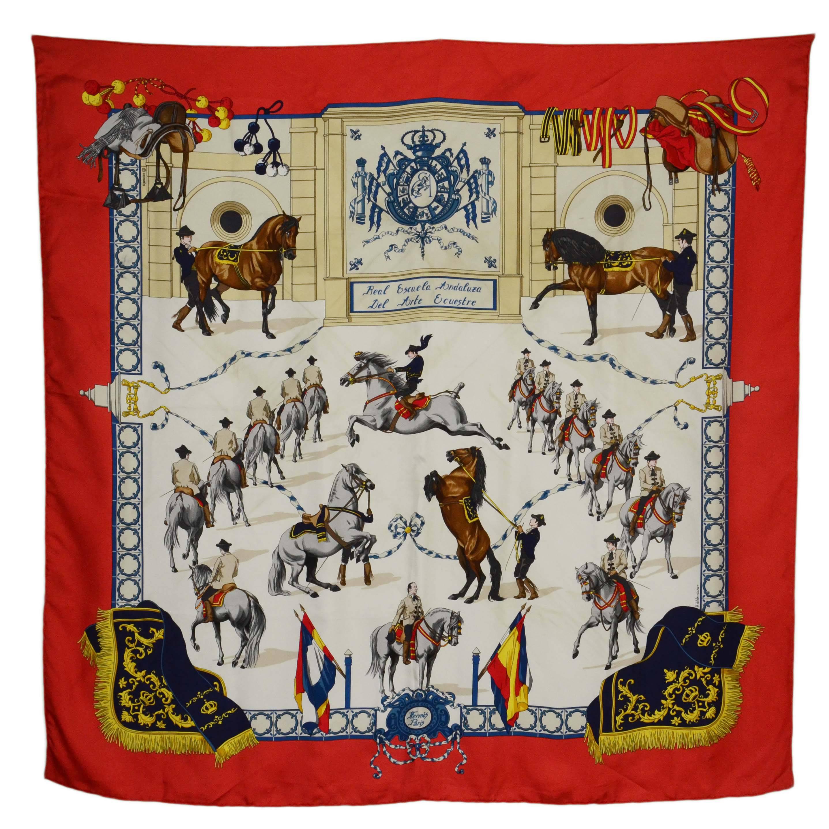 Hermes "Real Escuela Andaluza Del Arte Ecuestre" 90cm Silk Scarf