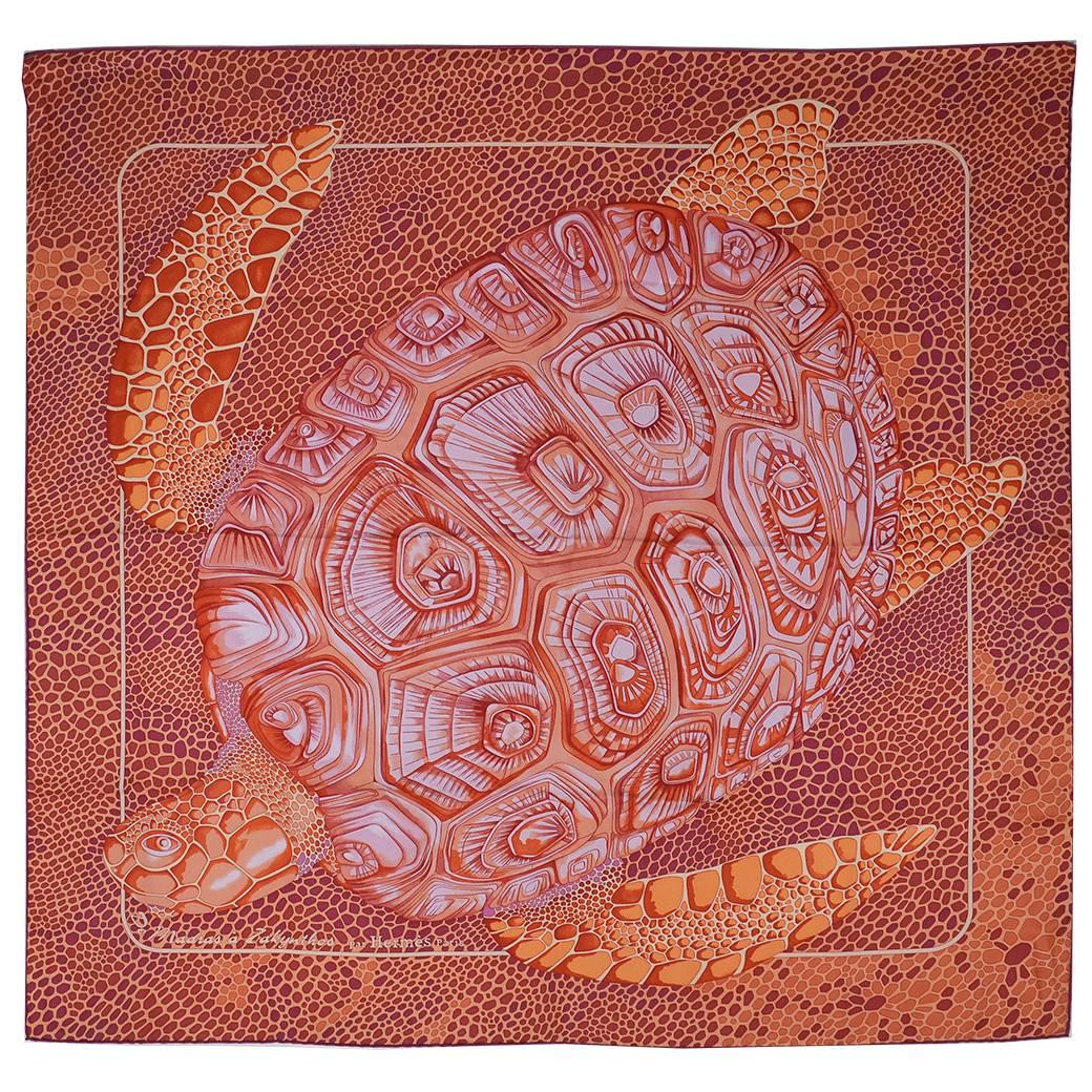 Rare Amazing Hermes Sea Turtle Silk Scarf