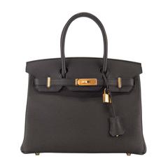 Hermes Handbag Birkin 30 Leather Black Gold Hardware 2015.
